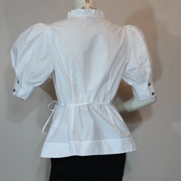 GANNI WRAP TOP This elegant white top  blouse cotton poplin  size 40 / US 8-10 - Picture 6 of 10